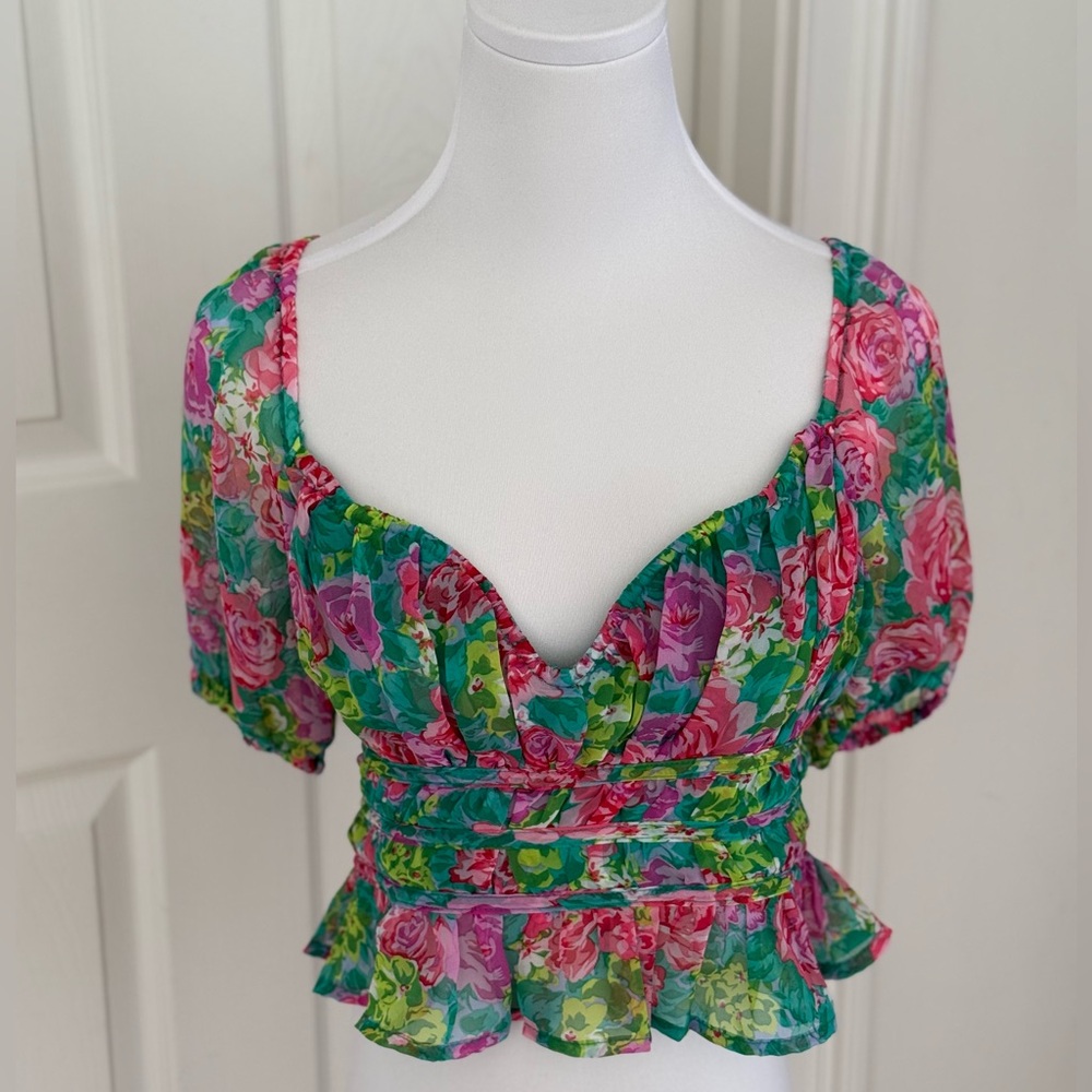 Astr Floral Multicolor Puff Sleeve Top